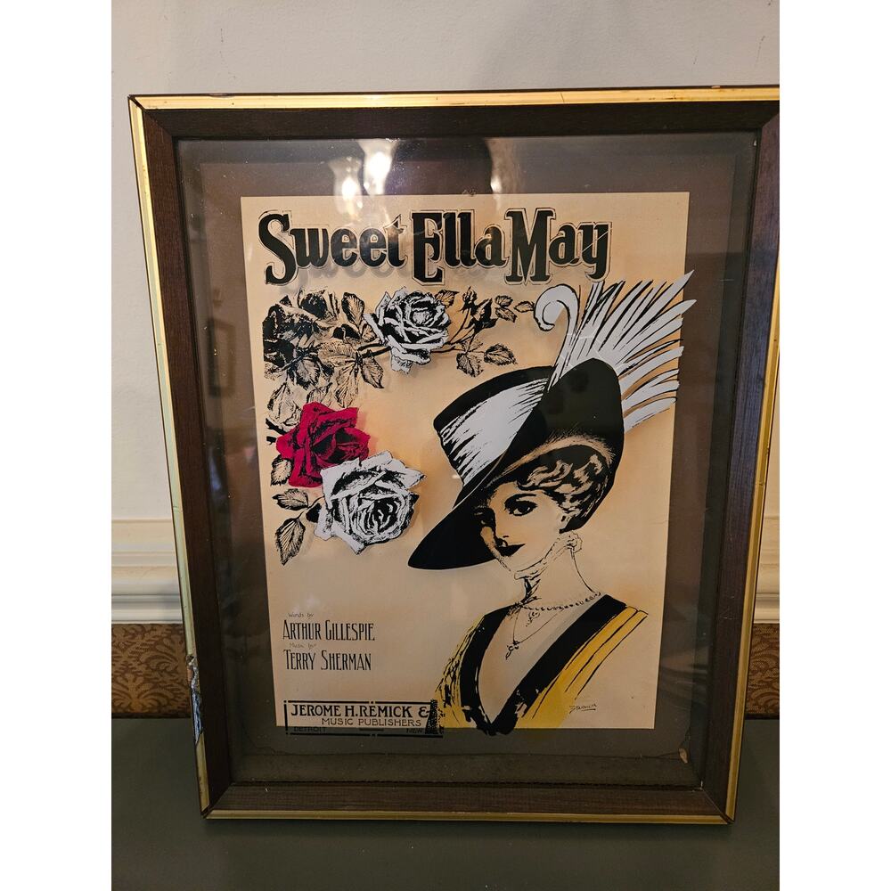 Vintage 1940s Reverse Glass Portrait – Sweet Ella May – J. Howard Co.